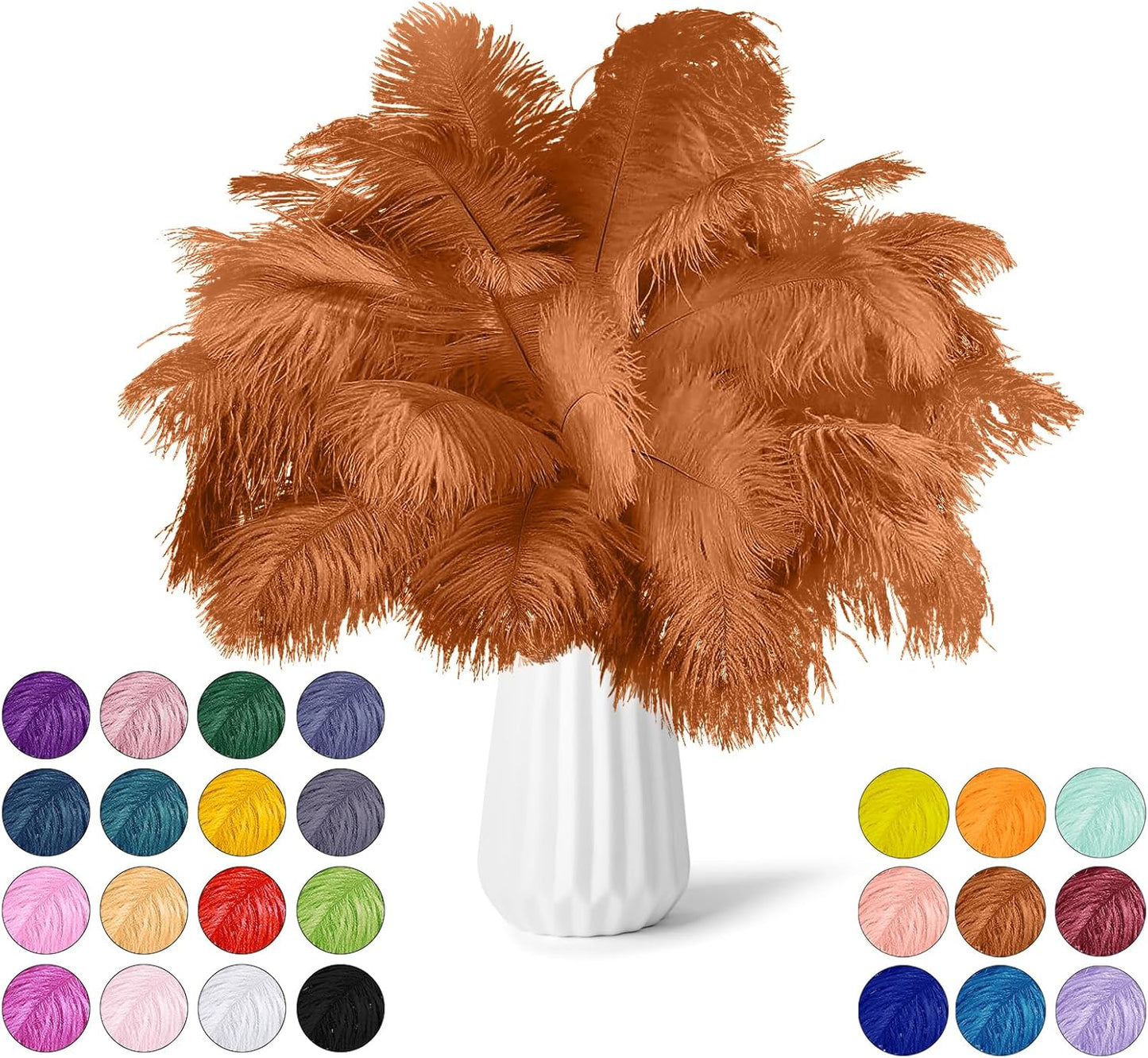 NEWONG 30pcs Brown Ostrich Feathers Natural Bulk 11-14inch(28-35cm) Vase Craft Wedding Home Party Centerpieces Christmas Day Decoration