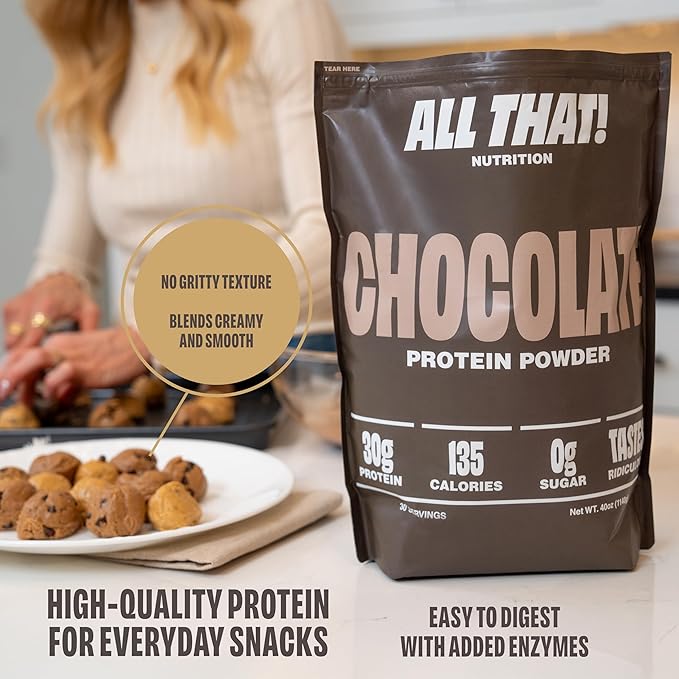 Chocolate Whey Protein Powder, 30G of Protein, Low Calorie & Fast-Absorbing, 0 Sugar, Soy-Free & Gluten-Free Protein Powder, 30 Servings