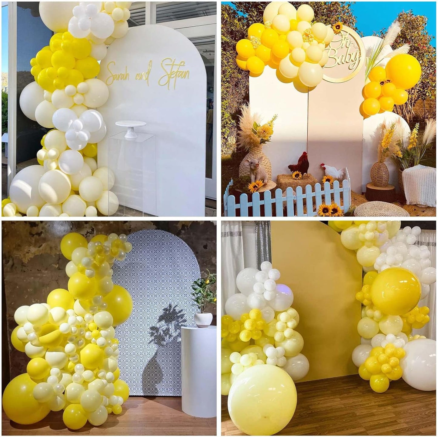 60PCS Yellow Balloons, 12Inch Pastel Macaron Yellow White Gold Confetti Helium Latex Party Balloons for Baby Shower Sunflower Honeybee Birthday Theme Party Decorations