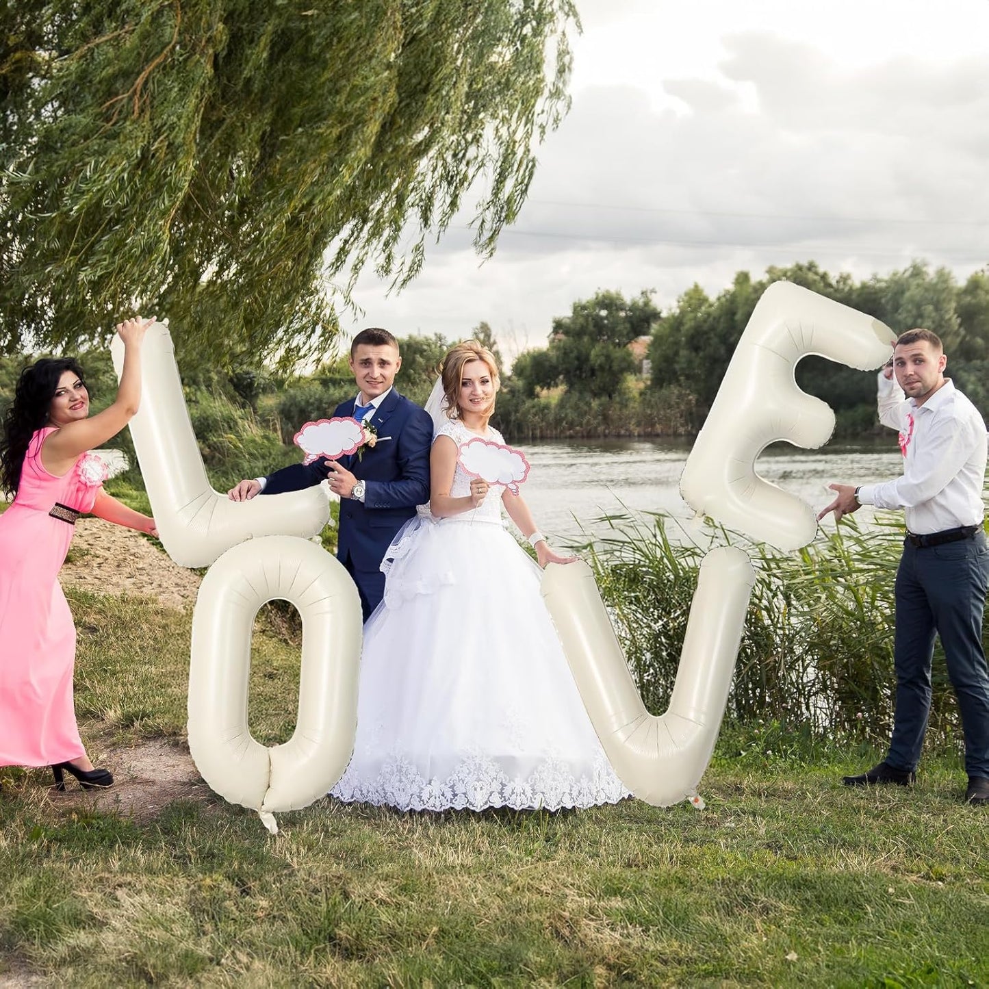Custom 40 Inch Giant Foil Letter Balloons for Women's Birthday Party - Cream White Beige O, Helium Self Inflating Mylar Alphabet