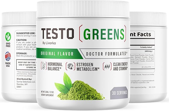 (2 Pack) Testo Greens Powder - Testo Greens, TestoGreens Powder, TestoGreens, TestoGreens Advanced Formula, Testo Greens All Natural Formula, TestoGreens Powder Reviews, 60 Servings for 2 Months