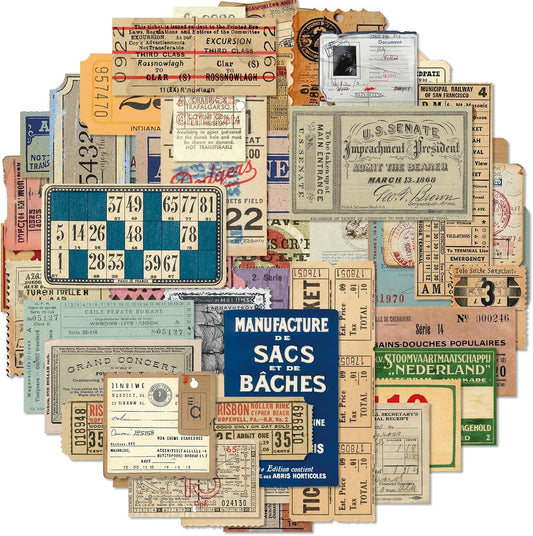 100 Pcs Drifting letterhead Set Vintage Postage Sticker Pack, Aesthetic Decorative Paper Floral Stickers for Scrapbooking DIY Art Crafts Bullet Journal Stickers Junk Journal Supplies