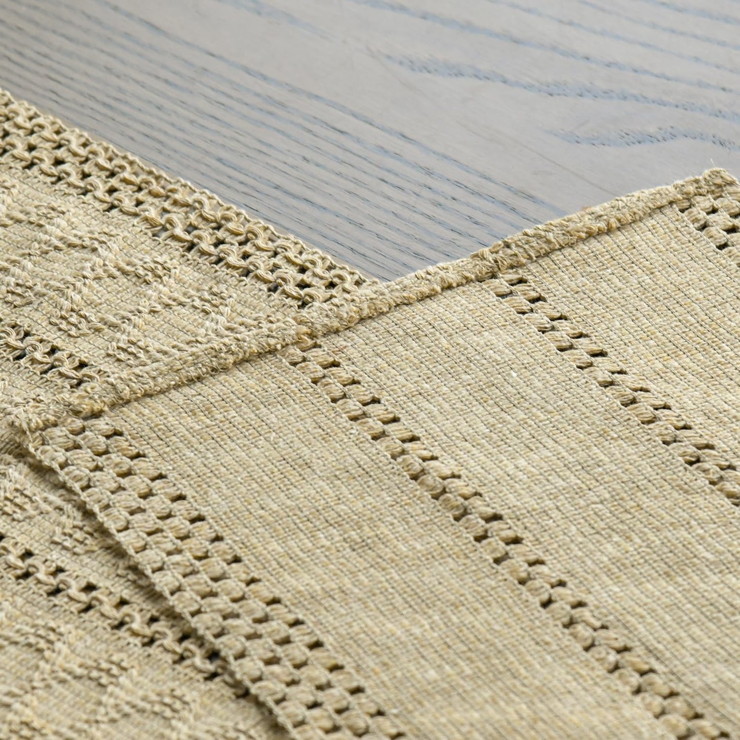 Artoid Mode Burlap Brown Farmhouse Woven Rustic Hollow Table Runner, Seasonal Holiday Hollow Kitchen Dining Table Decoration for Home Party Decor 12x60 Inch