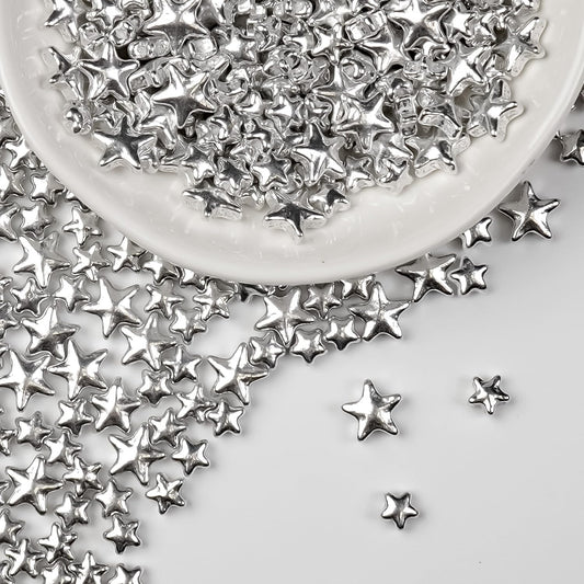 Silver Sprinkles for Cake Decorating, Star Candy Sugar, Mix Size, 150g/5.29oz, Food Grade, Cake Decoration, Cupcake Topper, Holiday, Party, Wedding Party, Birthday, Easter, Christmas Supplies