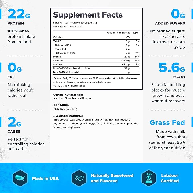 LEGION Whey+ Protein Whey Isolate from Grass Fed Cows - Whey Protein Isolate Powder Low Calorie, Non-GMO, Sugar Free, Lactose and Gluten Free, All Natural Protein Powder for Men & Women, 30 Servings…