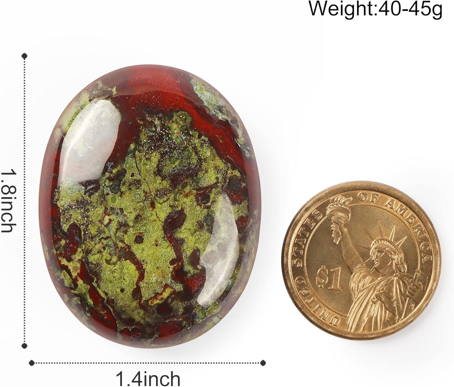 1.8 Inch Dragon Blood Jasper Crystal Thumb Worry Stone Palm Stones Crystal Pocket Gemstone for Anxiety Relief Meditation Yoga Spiritual Reiki Positvity