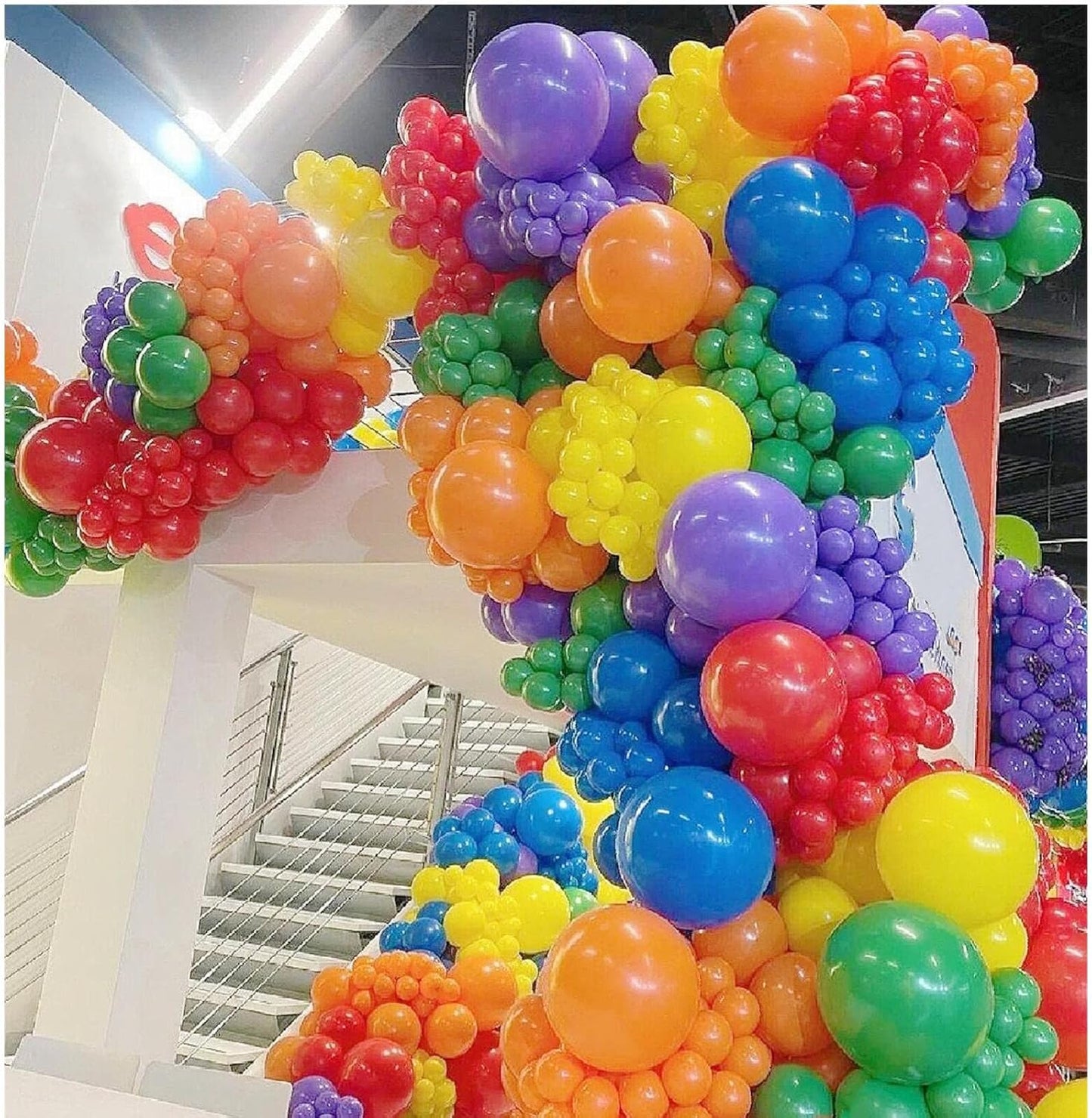 412pcs Rainbow Balloon Arch Kit Assorted Colors 18 12 10 5 Inch, Different Sizes Matte Latex Colorful Balloons for Baby Shower Birthday Wedding Party Decorations