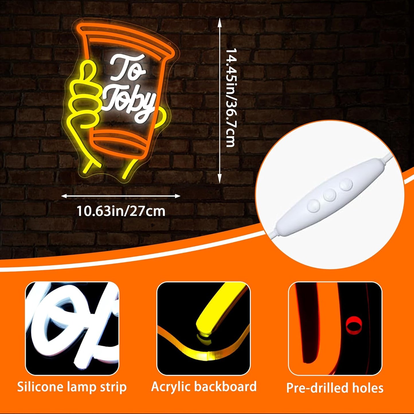 To Toby Neon Sign for Wall Decor Dimmable Solo Cup Toby Neon Light for Man Cave Led Light Up Cup Sign for Music in Memory Country Singer Beer Bar Hotel Wall Art Birthday Gifts Size14.4*10.6In(WZCP226)