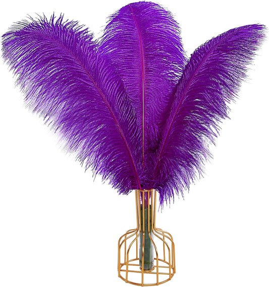 THARAHT Purple Ostrich Feathers 12pcs Large Natural Bulk 12-14Inch 30cm-35cm for Wedding Party Centerpieces Halloween and Decoration Feather