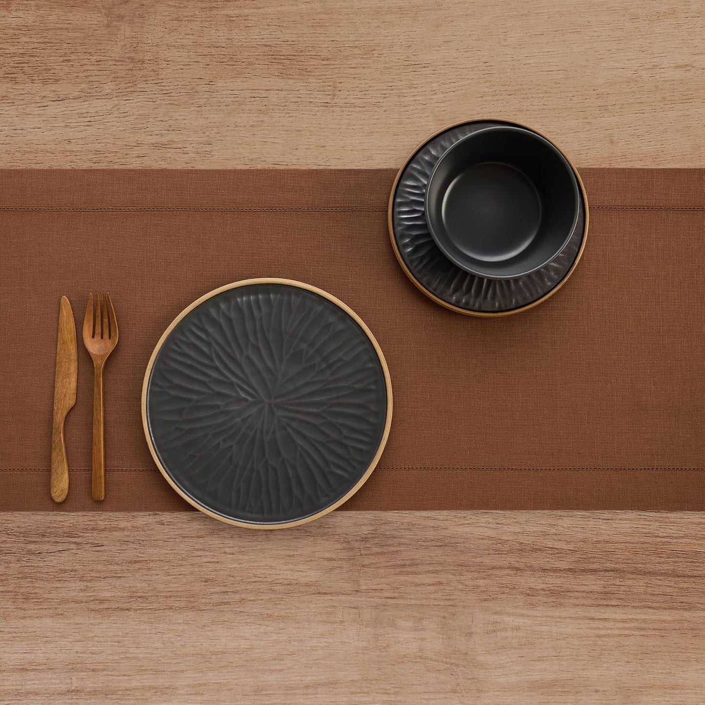 Solino Home Linen Brown Table Runner 120 Inches Long - 100% Pure Linen Hemstitch 14 x 120 Inch Table Runner for Dining, Fall, Autumn, Thanksgiving - Classic Hemstitch