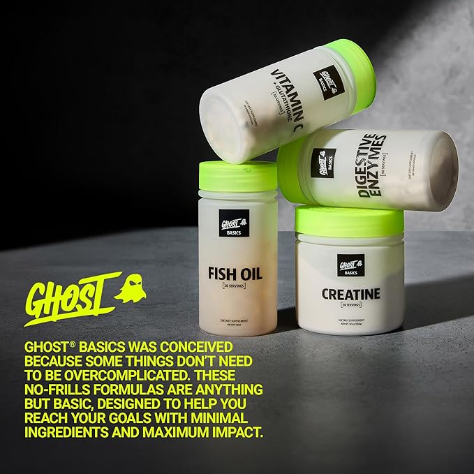 GHOST Basics Creatine Monohydrate Powder for Men & Women – 5G Creapure Creatine Workout Supplement for Muscle Gain – Vegan, Soy Free & Gluten Free - 50 Servings