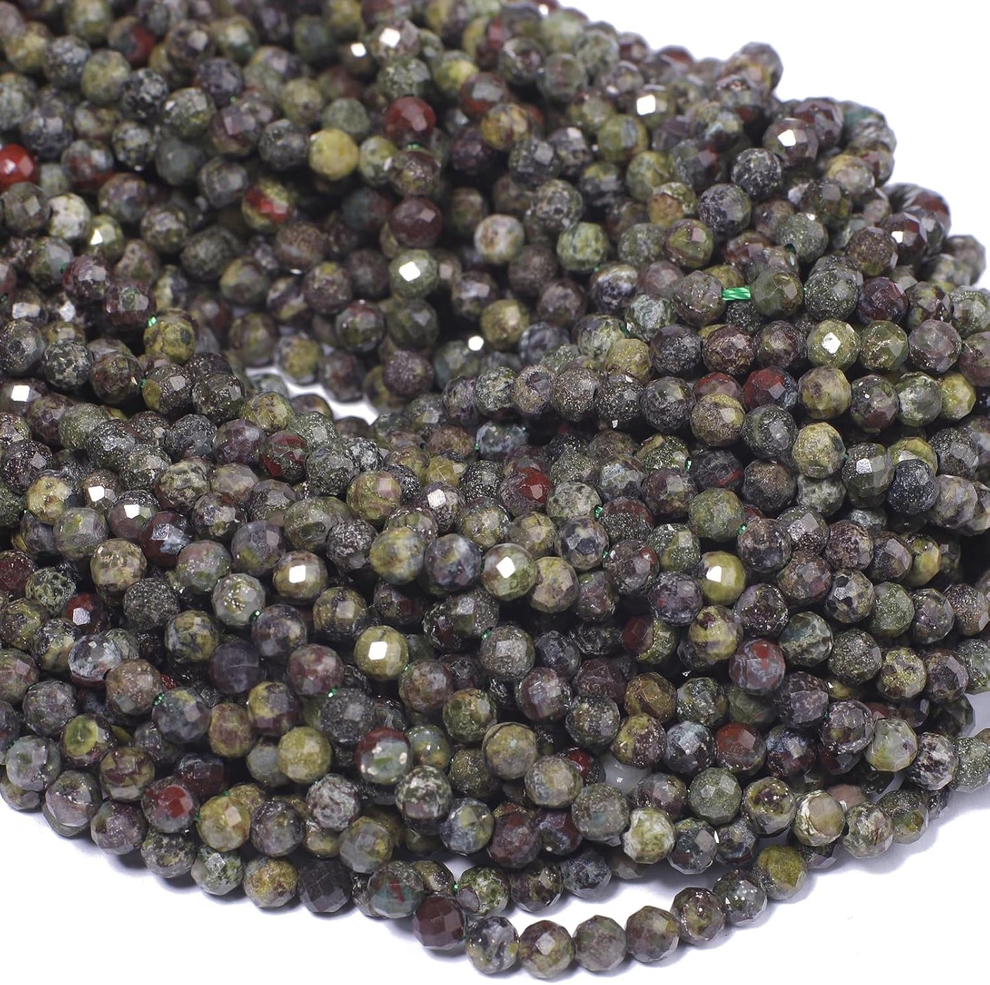 Song Xi 120pcs 3mm Natural Dragon Blood Gemstone Beads Faceted Round Loose Stone Beads for Jewelry Making
