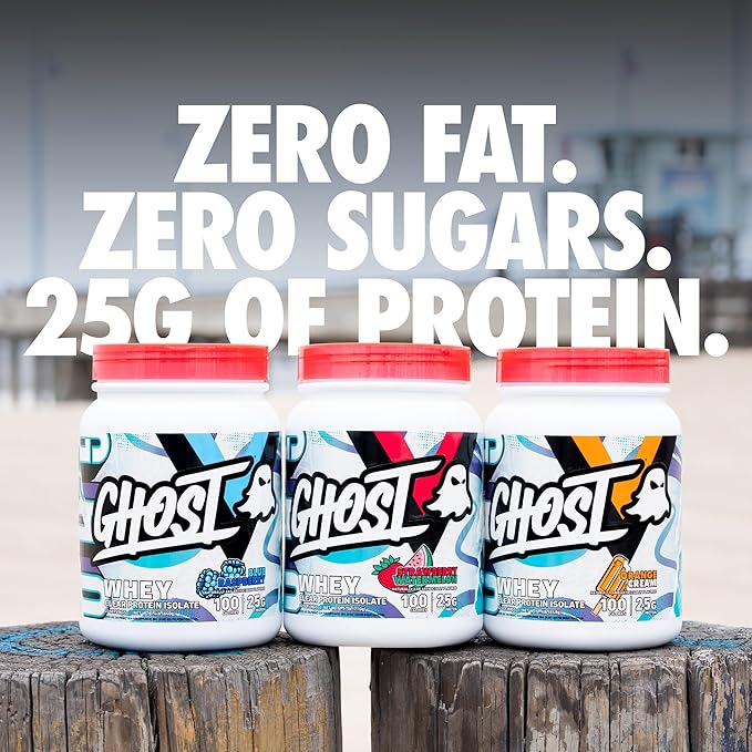 GHOST Clear Whey Isolate Protein Powder, Orange Cream - 1.4 LB Tub, 25G of Whey Protein - Post Workout Drink for Muscle Gain & Recovery – Sugar Free, Soy Free & Zero Fat, 20 Servings