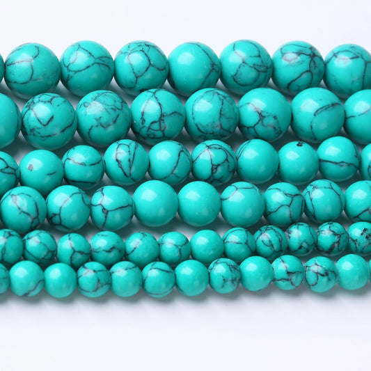 Natural Turquoise Stone Round Beads for Jewelry Making DIY Bracelet Necklace 45PCS 8MM