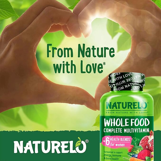 NATURELO Whole Food Multivitamin for Women - with Vitamins, Minerals, & Organic Extracts - Supplement for Energy and Heart Health - Non GMO - 240 Vegan Capsules