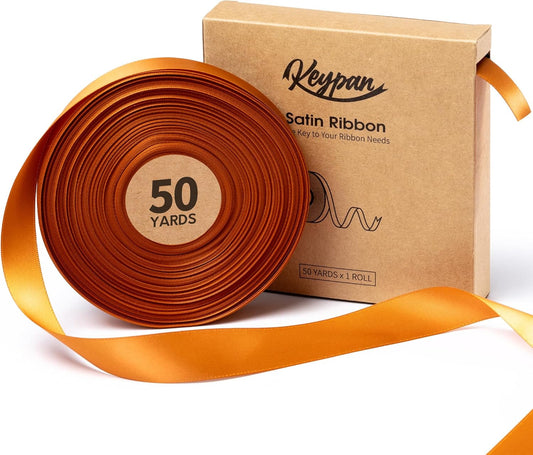 Satin Ribbon 7/8 Inch x 50 Yards Ginger Double-Faced Polyester Ribbons for Crafts Flower Bouquet Gift Wrapping Wedding Invitation