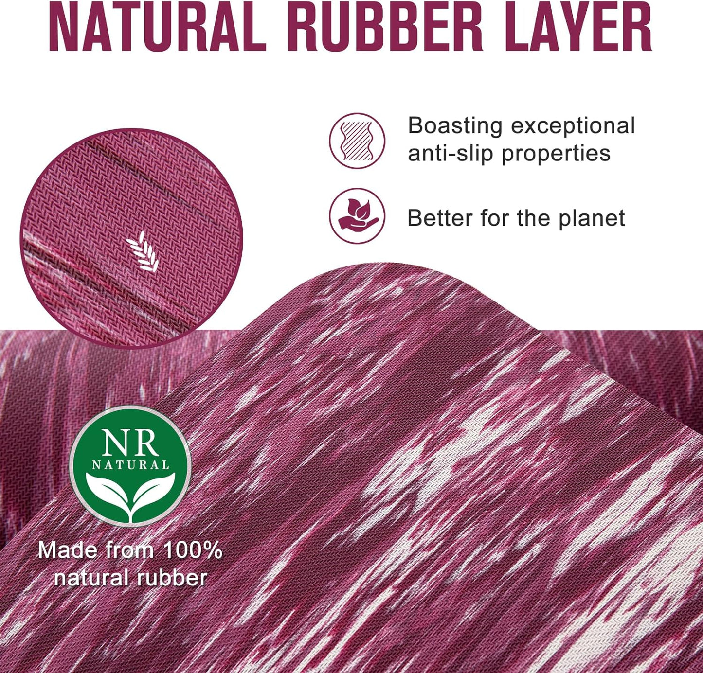 UMINEUX Extra Thick Yoga Mat, 2/5 Inch (10MM), Natural Rubber and TPE Non Slip Yoga Mats with Strap for Women Men, Eco Friendly Exercise Mat for Yoga, Pilates and Home Workout