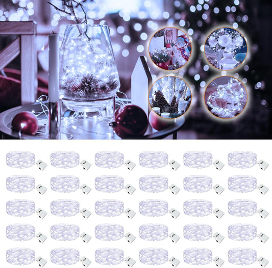 30 Pack Fairy Lights Battery Operated - 7ft 20 Led Twinkle Lights 3 Modes, Bulk Mini String Lights Waterproof for Mason Jars Vases DIY Party Wedding Decoration Christmas -Cool White