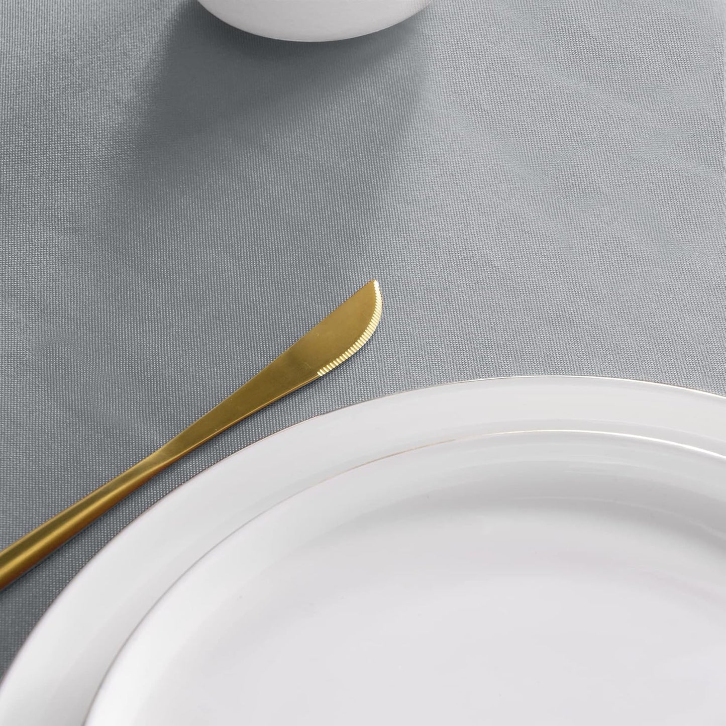 sancua Round Tablecloth - 120 Inch - Water Resistant Spill Proof Washable Polyester Table Cloth Decorative Fabric Table Cover for Dining Tables, Buffet Parties and Camping, Silver Grey