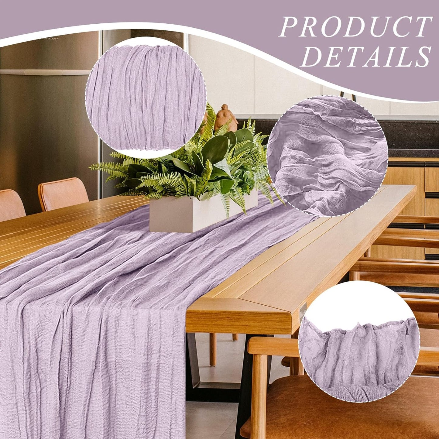 6 Pack Cheesecloth Table Runner 10Ft Christmas Gauze Boho Table Runners for Wedding Decor Bridal Shower Decorations Baby Shower Party(35" x 120")