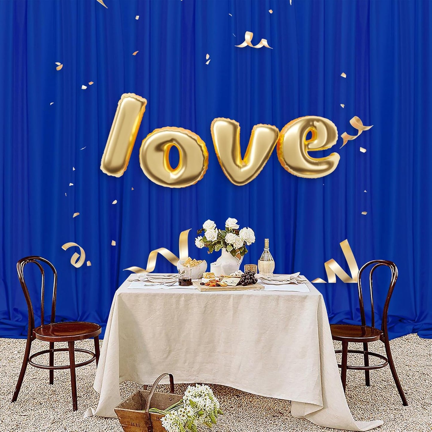 MEETSKY 10 feet x 10 feet Royal Blue Backdrop Curtains for Parties Curtains Photography Backdrop Drapes for Wedding Birthday Party Rod Pocket Home Sliding Door Decoration, 5ft x 8ft, 2 Panels