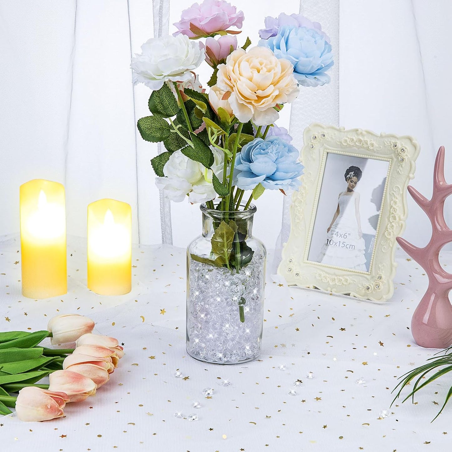 5000 pcs/Pack Wedding Table Scatter Confetti Crystals Acrylic Diamonds 6 mm Rhinestones for Wedding, Bridal Shower, Vase Beads Decorations (6mm, Light Blue)