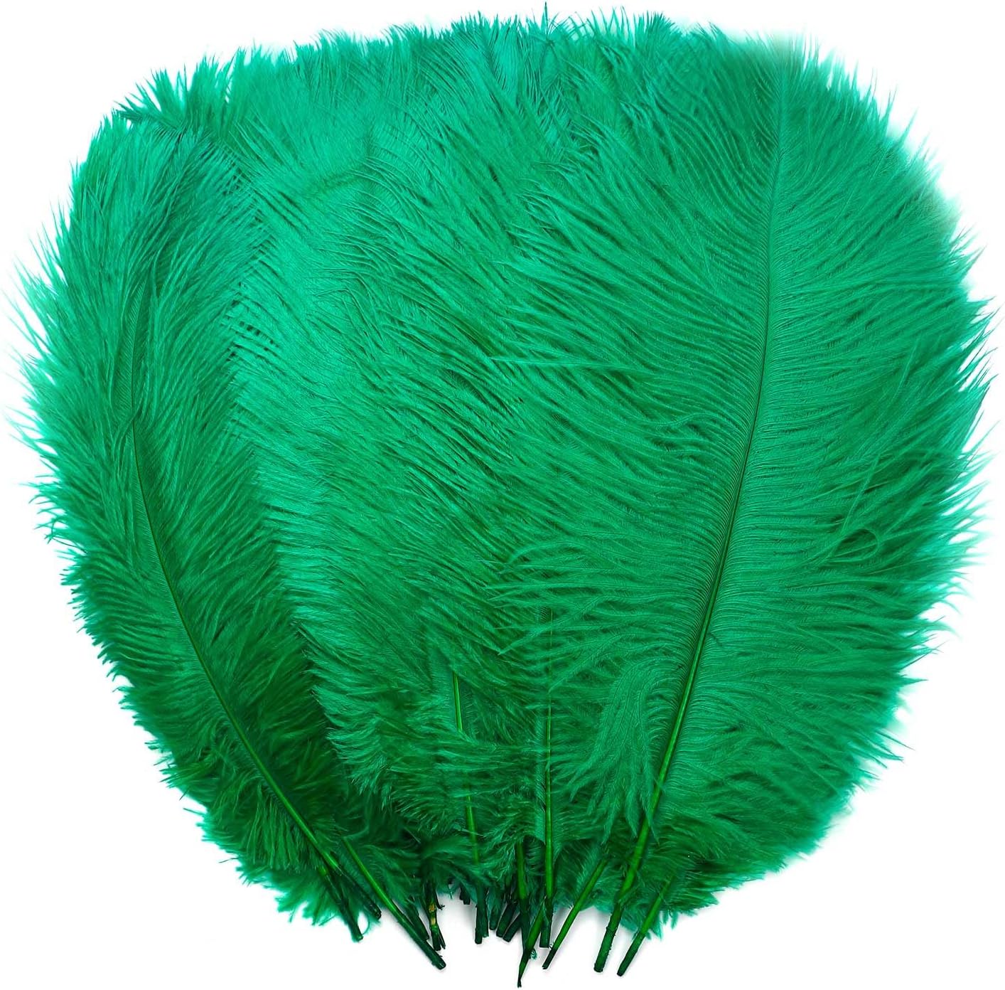 YAKRUNA 30PCS Green Ostrich Feathers Bulk 12-14 Inches for Centerpieces for Wedding Birthday Gatsby Party, Decorative Plumes for Vase & Table & Christmas Tree Decor (30-35cm, Green)