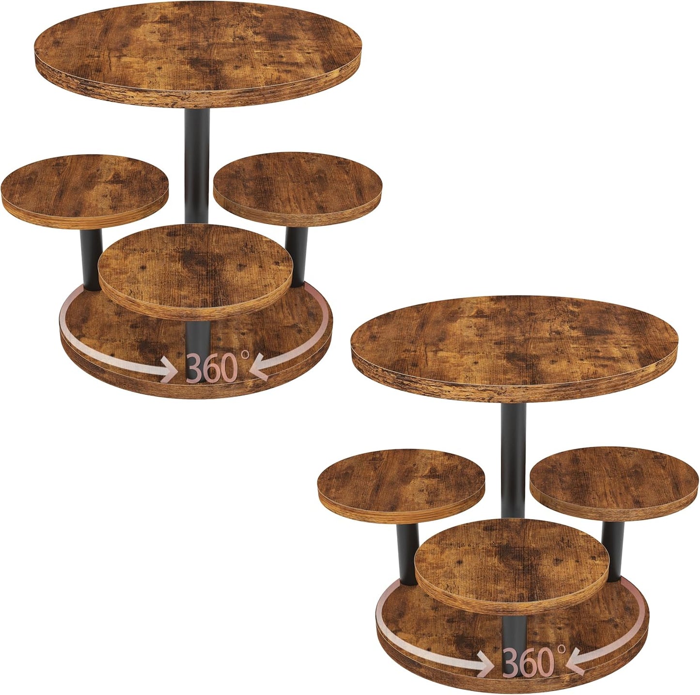 Cupcake Stand, 2 Pack Rotatable Cupcake Stand for 50 Cupcakes, Wood Cake Stand Cupcake Tower, Rustic Dessert Table Display Set Tiered Tray Stand, Round Serving Tray for Party Wedding Birthday