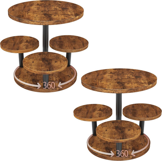 Cupcake Stand, 2 Pack Rotatable Cupcake Stand for 50 Cupcakes, Wood Cake Stand Cupcake Tower, Rustic Dessert Table Display Set Tiered Tray Stand, Round Serving Tray for Party Wedding Birthday