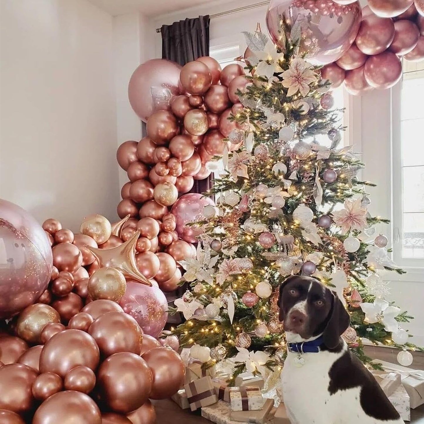 412pcs Metallic Rose Gold Balloon Garland Arch Kit 18 12 10 5 Inch Different Sizes Latex Chrome Balloons for Baby Shower Birthday Graduation Wedding Anniversary Party Decoration