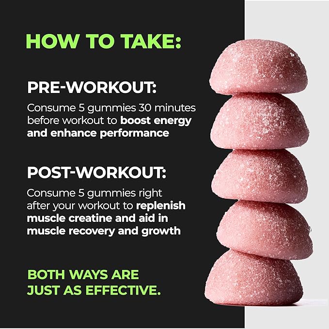 PurePremium Creatine Supplements for Men/Women - Non-GMO Creatine Monohydrate Gummies 5g for Strength, Endurance Support, Muscle Recovery - 120 Gummies