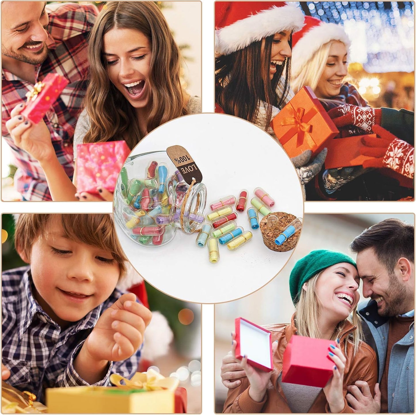 Capsule Letters Message in a Bottle - Valentines Day Gifts for Boyfriend Girlfriend - Love Letter for For Couples Men Women (Mixed Color 45pcs)