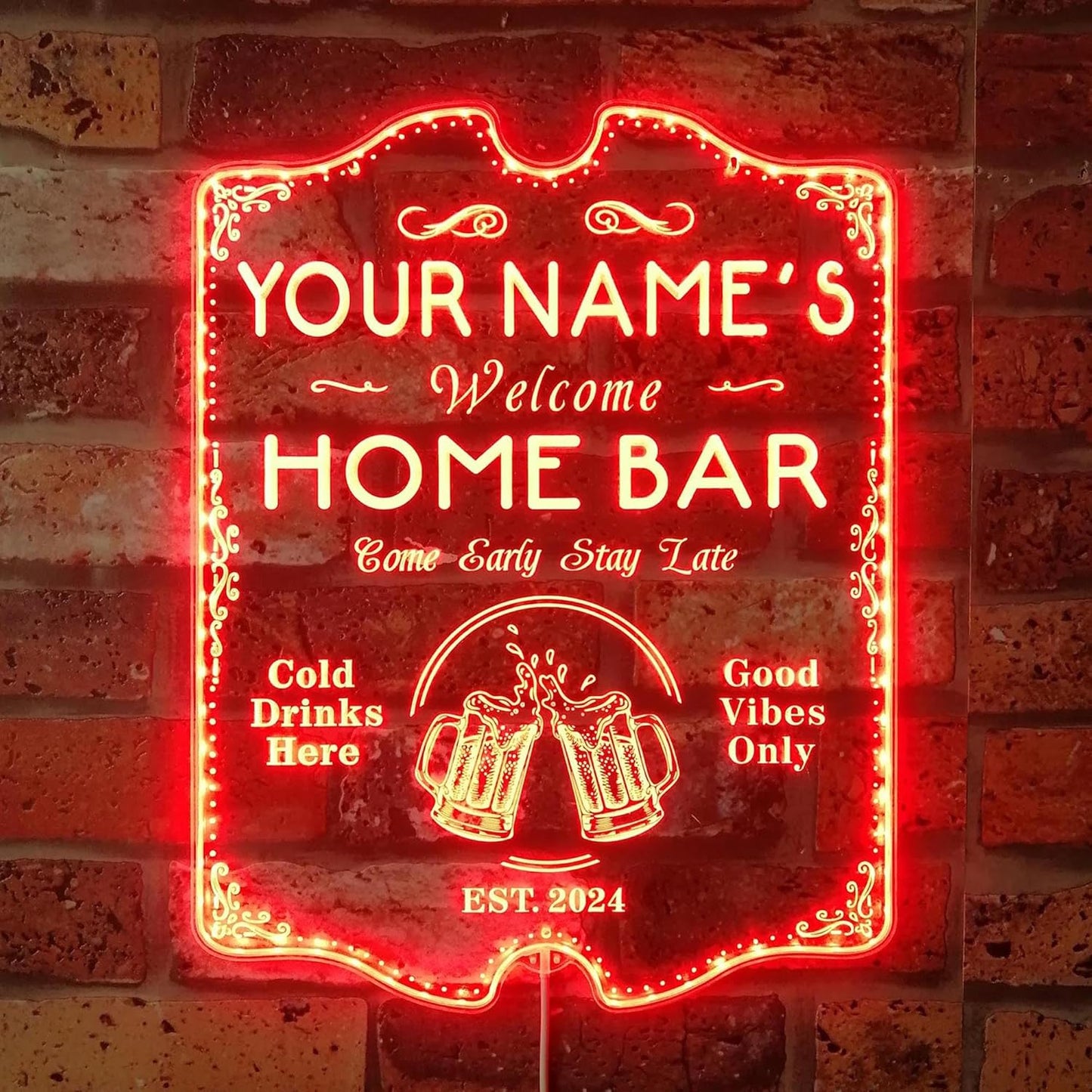 ADVPRO Personalized Your Name Home Bar RGB Dynamic Glam LED Sign - Cut-to-Edge Shape - Smart 3D Decoration - Multicolor Signage st06s32-fnd-p11b-tm-c