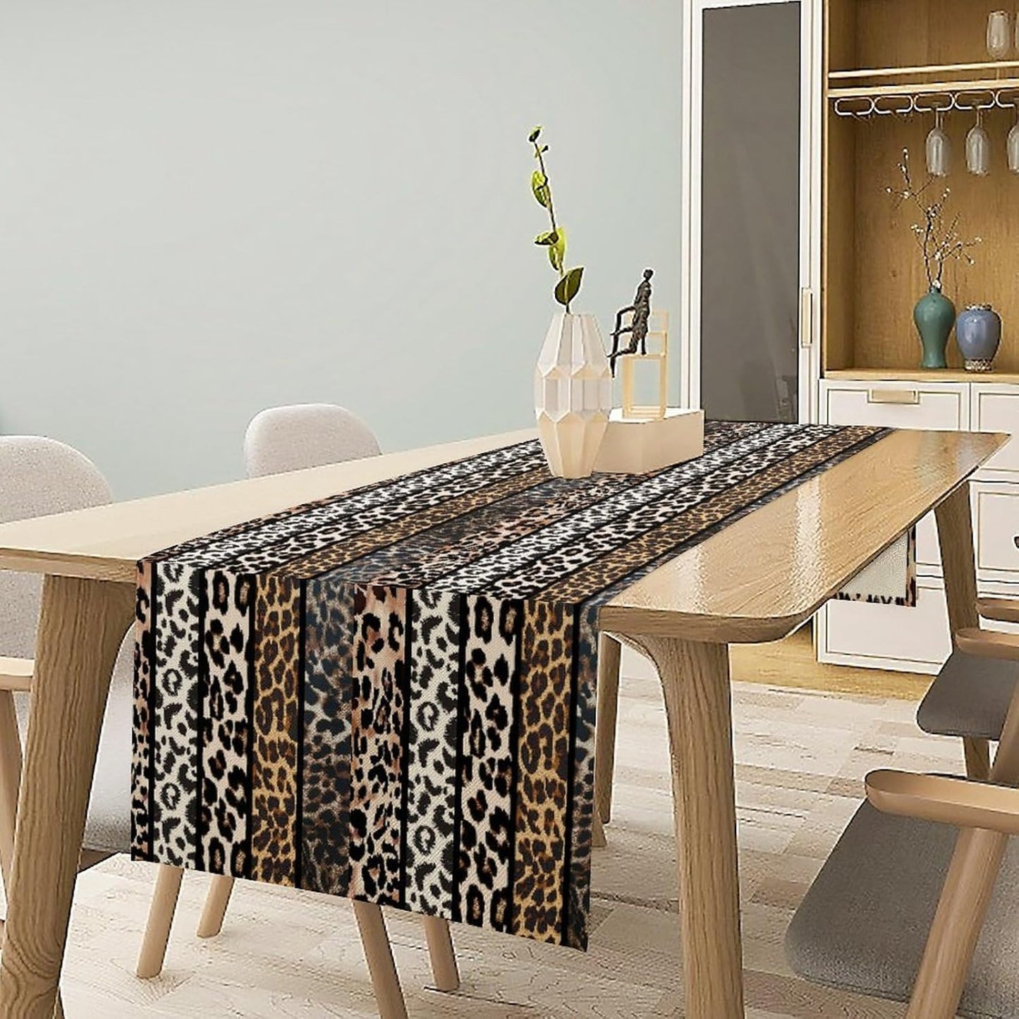 Cow Patchwork Print Table Runner, Country Farm Animal Fur Skin Farm Safari Wildlife Pattern Table Runner for Dinner Dinning Home Kitchen Living Room Party Holidays Setting, 13x90 Inch