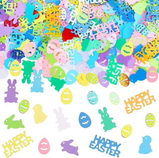 MARFOREVER Easter Confetti, Bunny Egg Rabbit Chicken Glitter Table Decorations Easter Party Scatter Metallic Foil Table Confetti Sprinkles for Happy Spring Party Supplies Decor