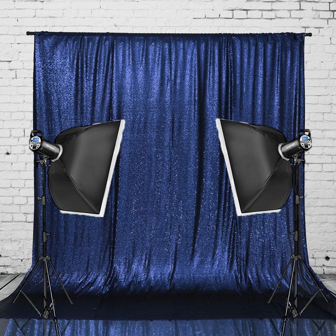 Eternal Beauty Navy Blue Sequin Backdrop, 6x8 Ft Glitter Background Curtains for Shimmer Photography Party Wedding Birthday Independence Day Back Drop Decor