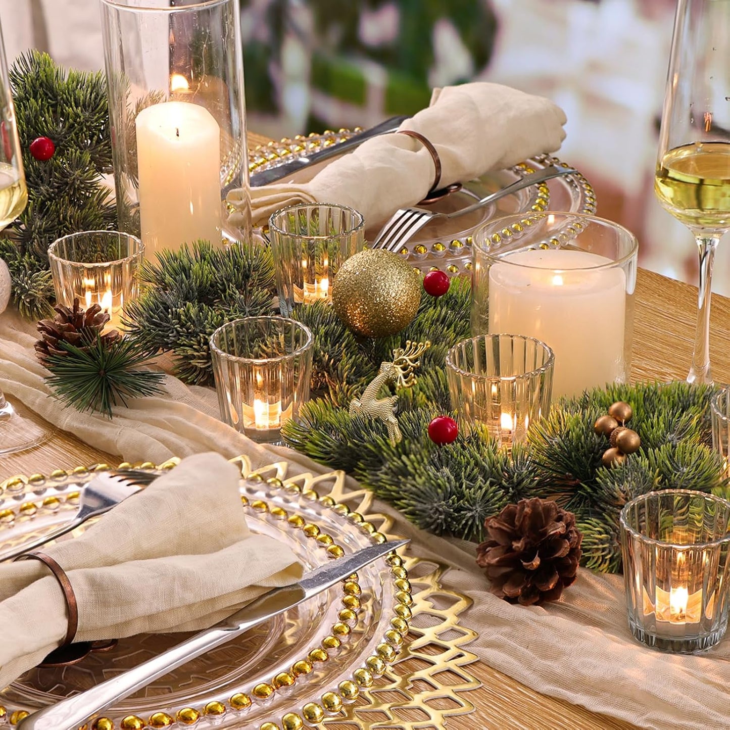 8pcs Vintage Ribbed Votive Candle Holders, Glass Candle Holder for Wedding Table Decor, Tea Lights Candle Holder for Table Centerpiece, Christmas, Holiday Decor