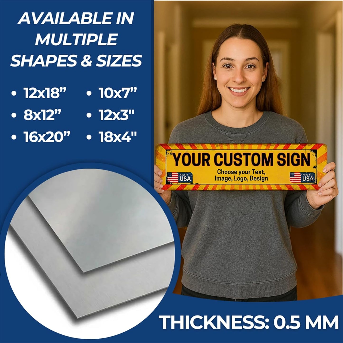 Custom Arrow Metal Sign by DC | Directional Signs for Indoor & Outdoor Use | Personalized Rust-Free Metal Yard Display | Customized Weatherproof Road Arrow Marker | Multiple sizes | Made in USA