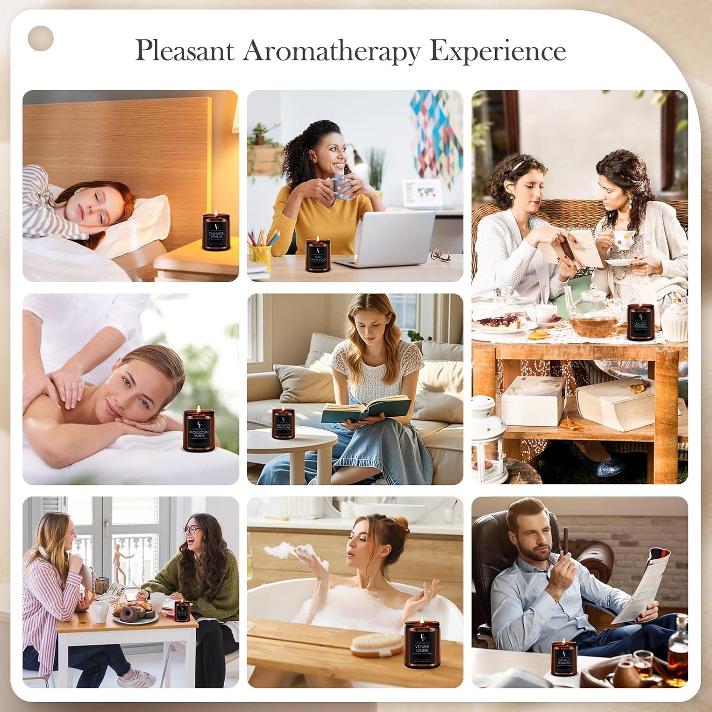 Scented Candles Set, Soy Wax Candles 8 Pack 56 Oz Aromatherapy Candles Gift Set for Women Men （Vanilla/Sandalwood/Amber/Mahogany/Vetiver/Bergamot/Caramel/Whiskey）