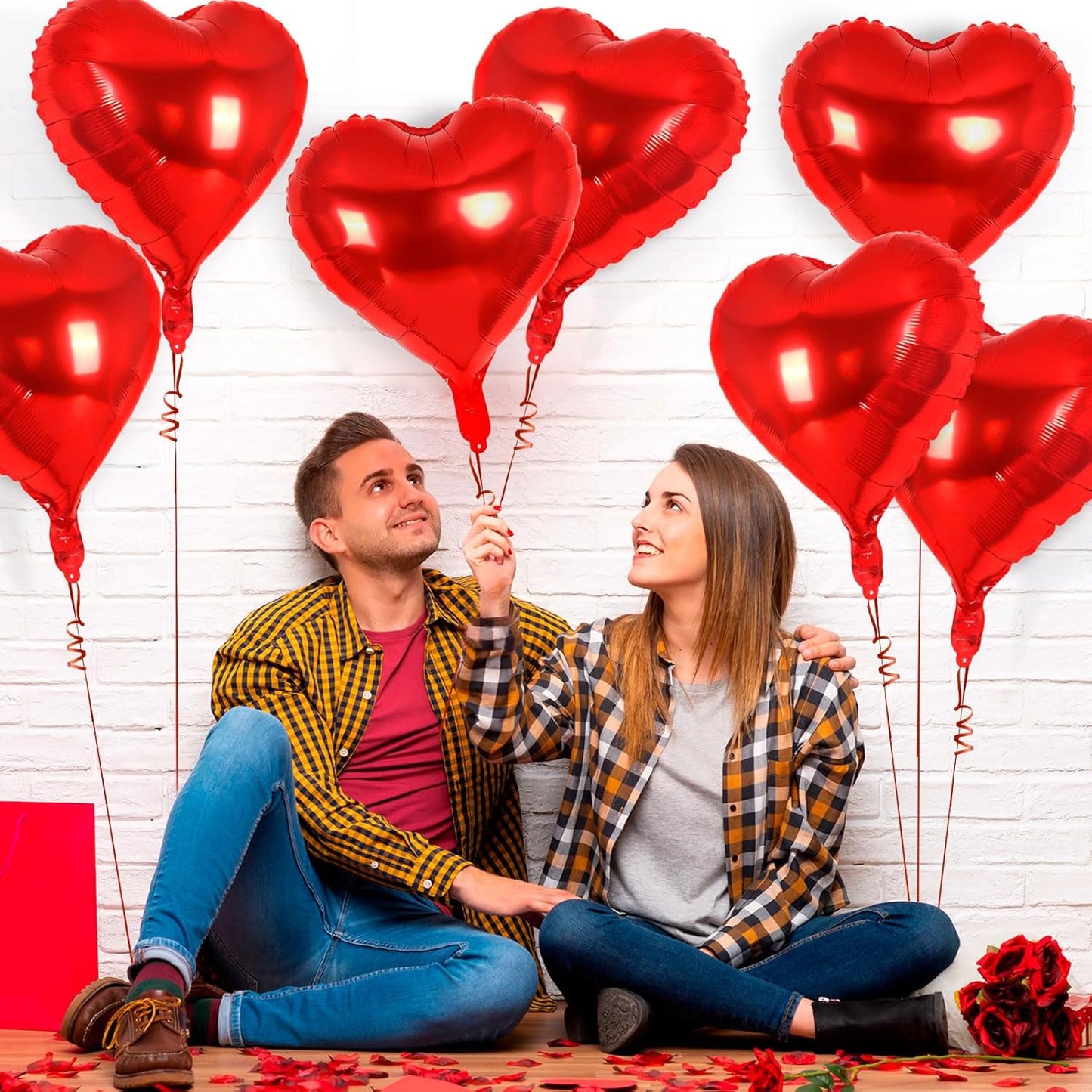 24 Pcs Red Heart Balloons,18 inch Heart Shape Foil Balloons Love Balloon Valentine Balloon for Birthday Party Wedding Engagement Party Baby Shower Valentine Day Decorations (Red)