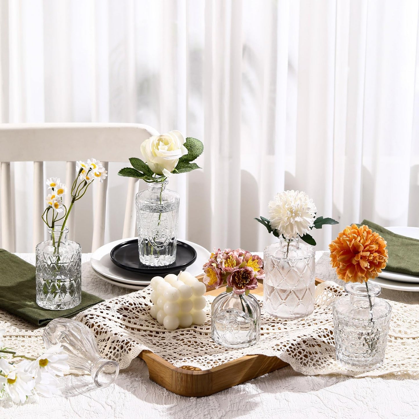 Bud Vases in Bulk 64, Glass Vases for Centerpieces, Small Vases for Flowers, Small Flower Vase for Centerpieces, Mini Vintage Vase, Clear Bud Vases for Wedding Table Decor