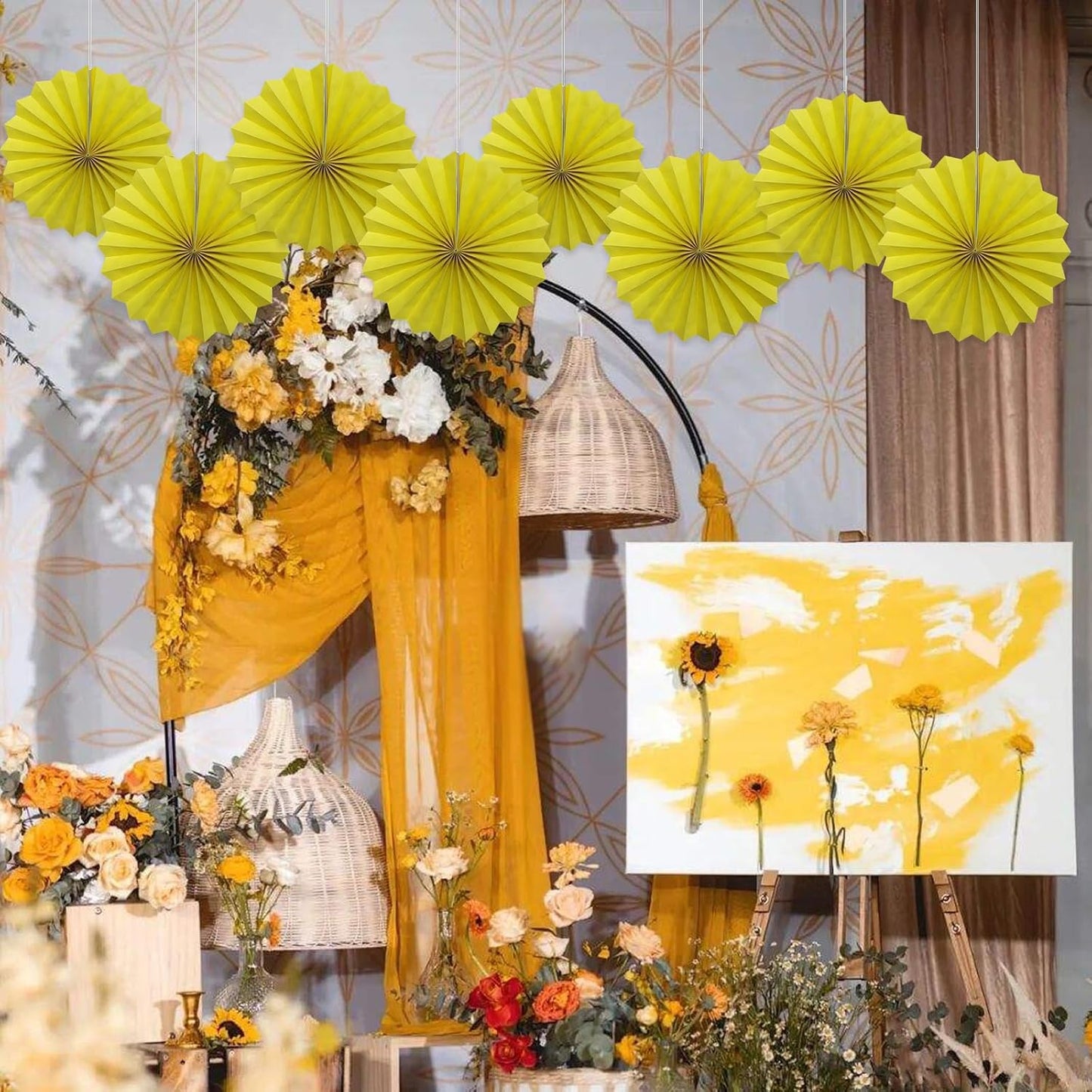 Yellow Party Decorations,Paper Decorations for Party,Lemon Decorations Party Paper Fans Bulk 12in,Anniversary Decorations for Part 30 Color DIY Set （Lemon Yellow）