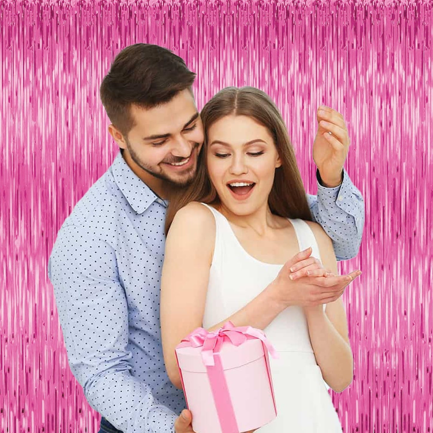 3 Pack Pink Tinsel Backdrop Decorations, Foil Fringe Curtains, Bachelorette & Graduation Party Decorations, Photo Booth Streamer Backdrop, Pink Theme