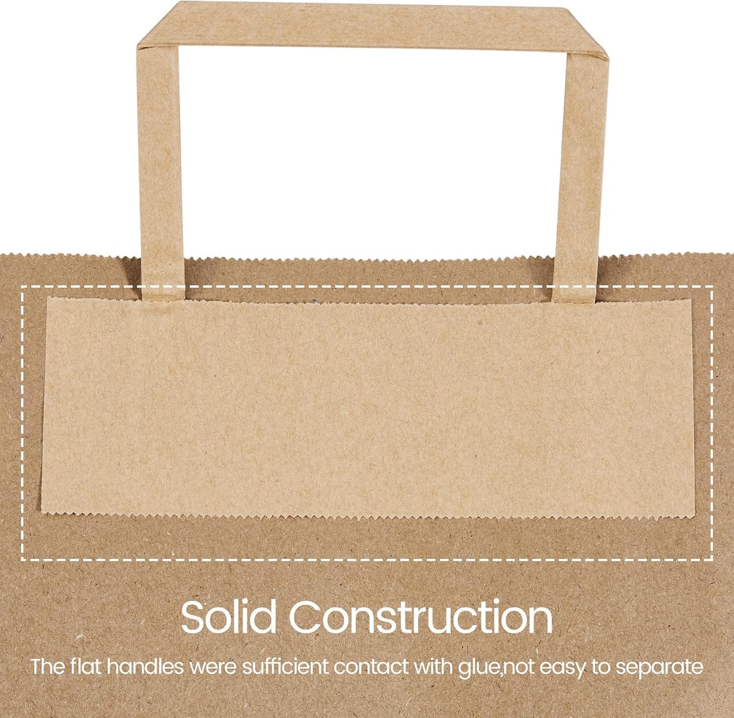 GSSUSA Brown Paper Bags with Handles 200 Pack Brown Gift Bags10 X5 X13 Kraft Paper Bags, for Shopping, Retail and Grocery -Take Out Bag