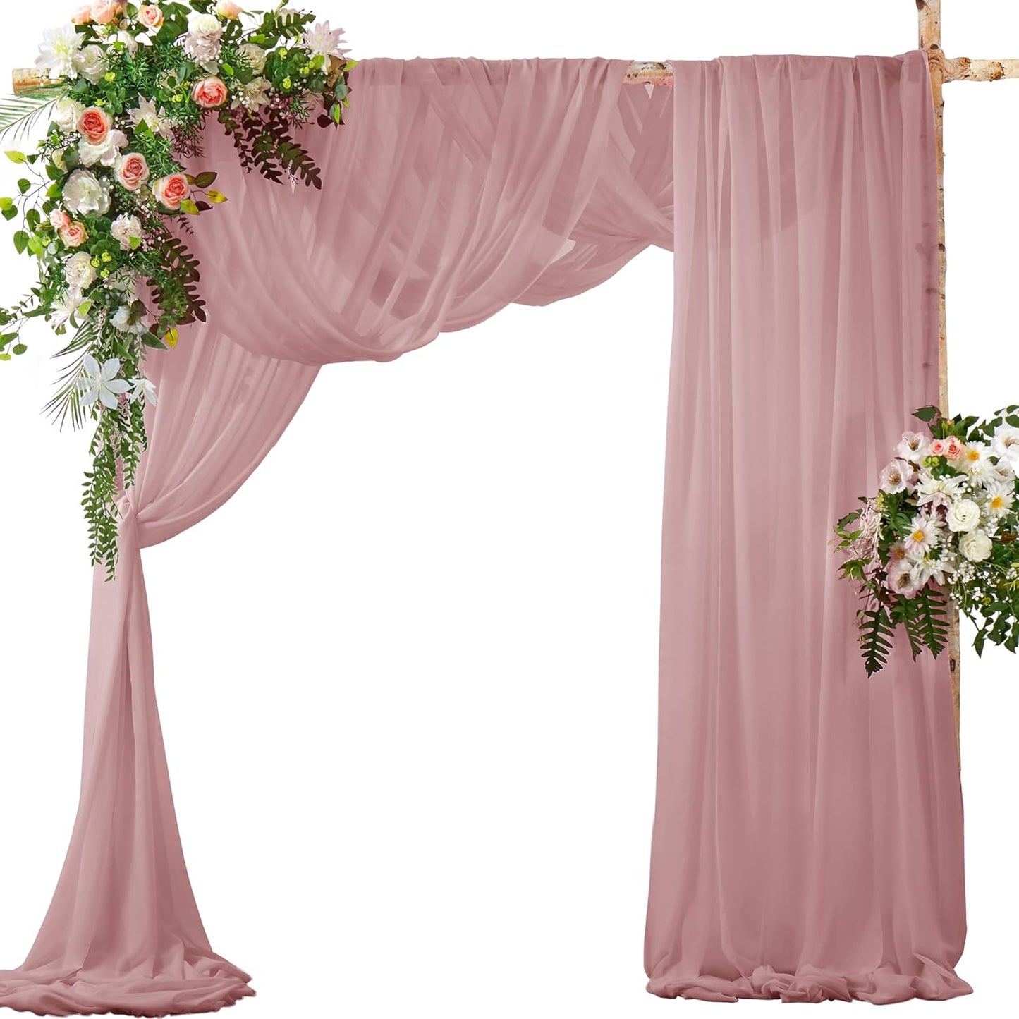 SiinvdaBZX 2 Panels Wedding Arch Draping Fabric 30" x 240" Dusty Rose Polyester Chiffon Fabric for Wedding & Birthday Party