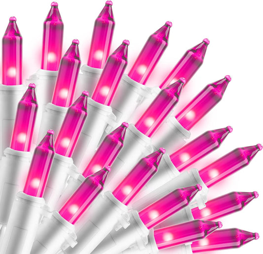 Joiedomi Christmas String Lights Indoor,200(2×100) Mini Pink Light,42.8 FT Lighting Decor for Dorm Classroom Bedroom Holiday Wedding Party Garland Birthday Festival,White Wire