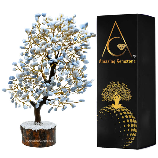 Amazing Gemstone Crystals and Healing Stones Birthday Gifts for Women - Blue Opal Crystal Tree of Life Home Decor Stocking Stuffers, Bookshelf, Room, Meditation Gift for Dad, Unique Birthday Gifts