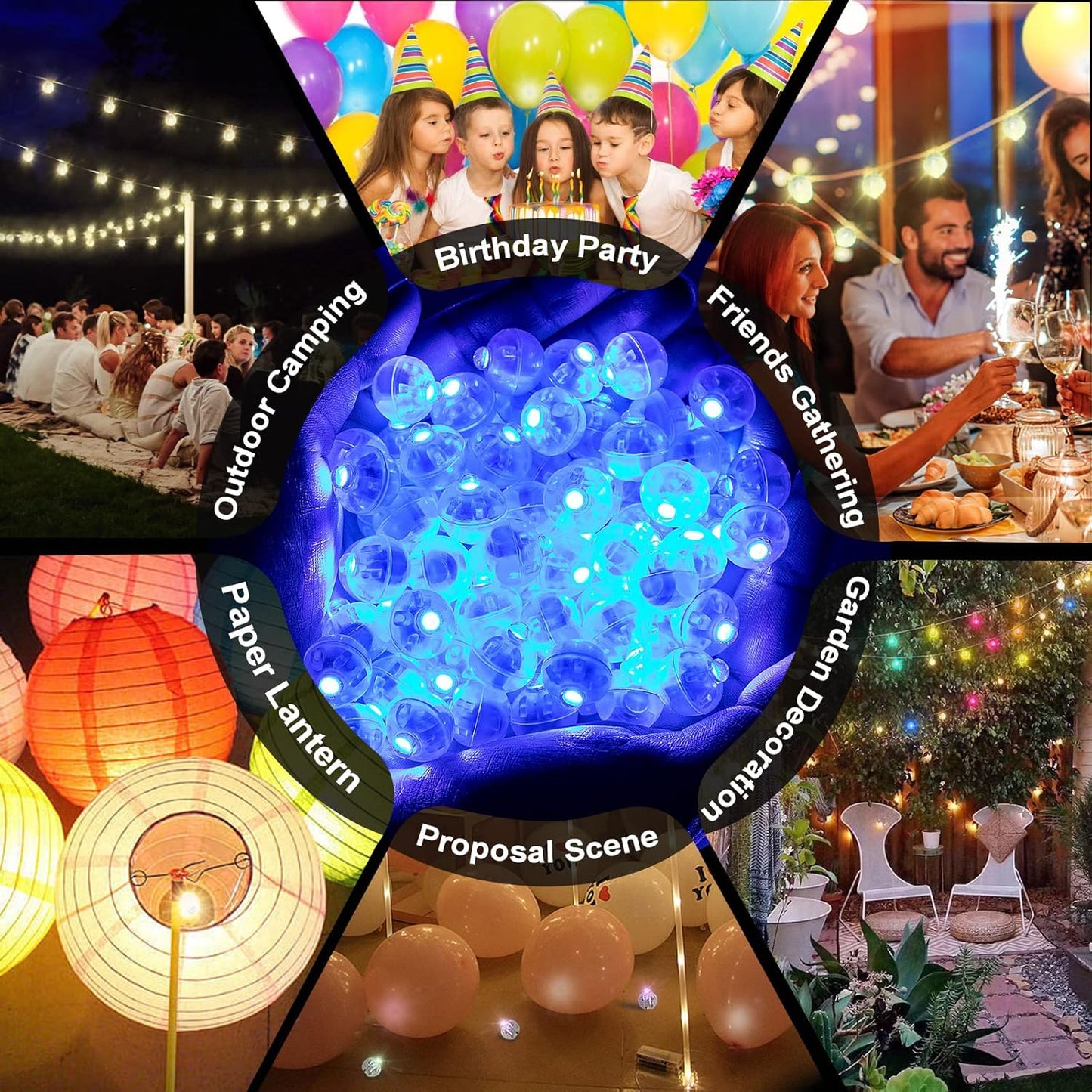 200pcs Blue LED Balloon Lights, LED Round Ball Lamp Tiny Lighting Decoration for Indoor Outdoor Party Event Fun Wedding Festival Birthday Halloween Christmas Party Supplies