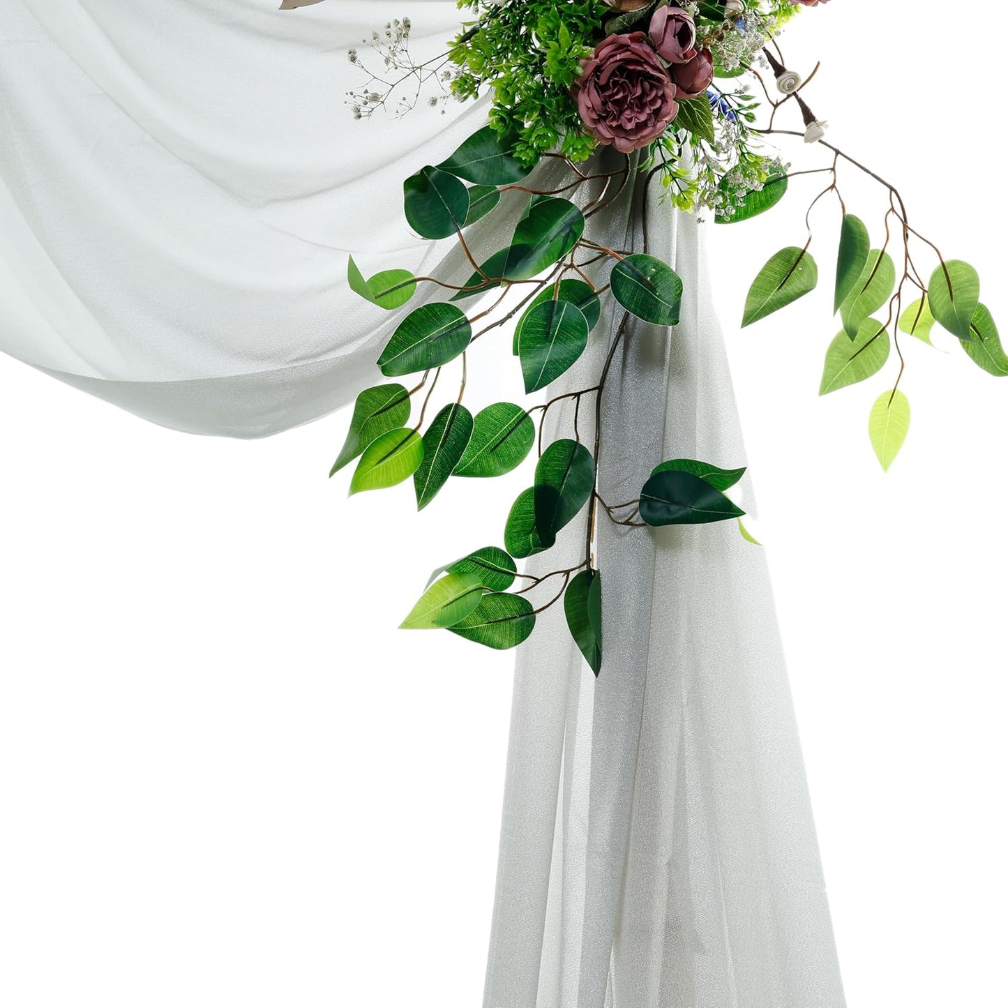 VDS Pack of 2 Panel (30 Inch X 100 Feet) Wedding Arch Draping Fabric Sheer Chiffon Fabric Drapery for Wedding Ceremony Reception Swag Backdrop Canopy Chuppah ARBO Altars Decoration (Grey)