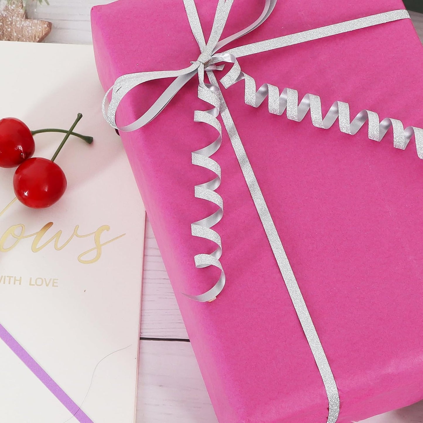 BEISHIDA 500 Yards White Glitter Ribbon Curling Crimped, Glitter Ribbon Balloon String Shiny for Gift Wrapping Ribbon for Birthday Party Festival Art Craft Decor Florist Flowers Decoration